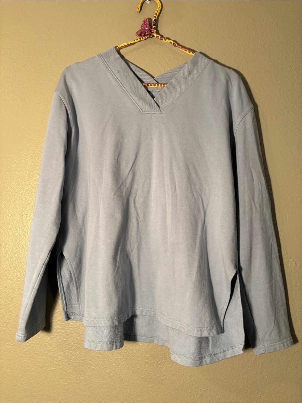 Earth Yoga Powder Blue V-Neck Pullover Sweatshirt